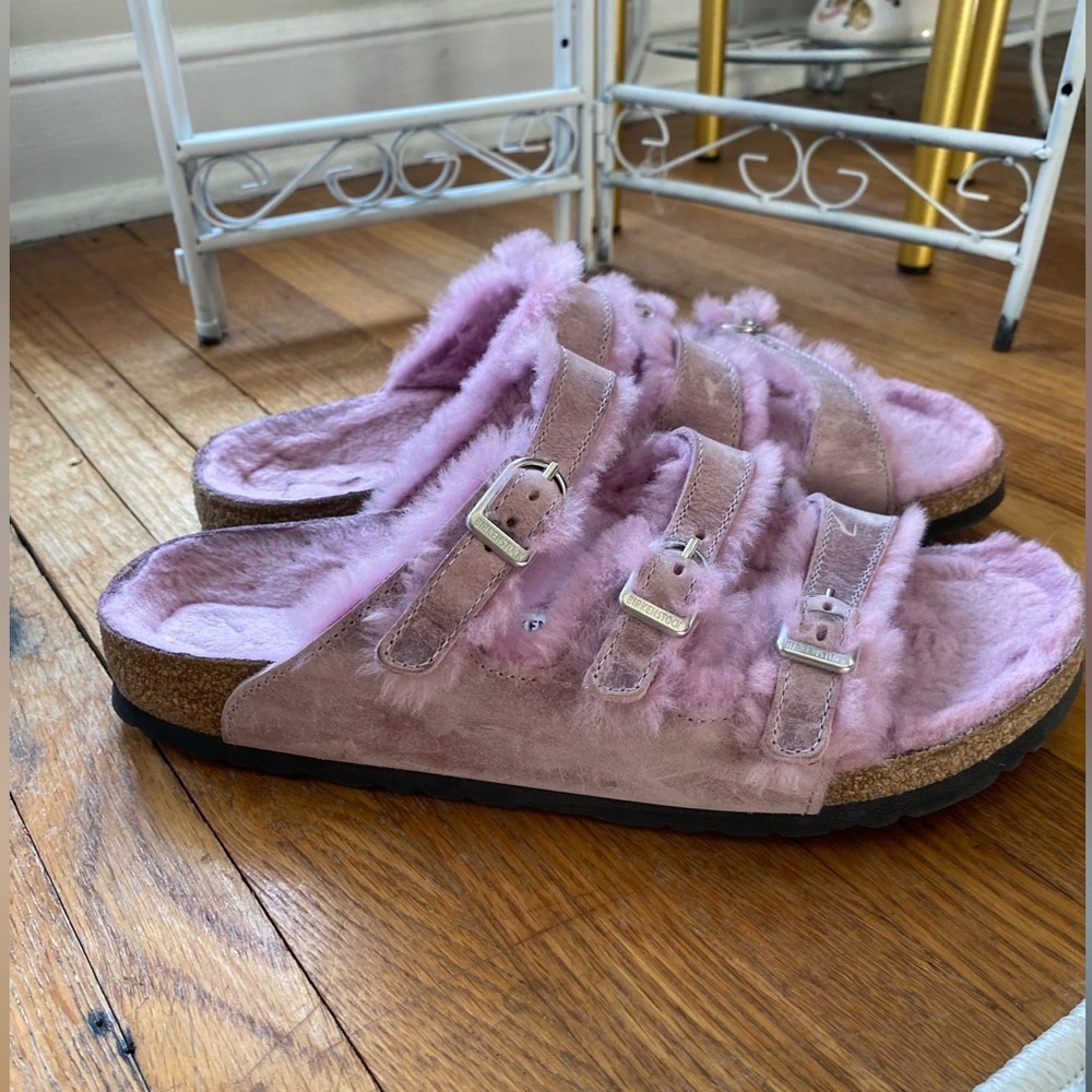 Birkenstock Purple Florida Fresh Shearling Oiled Leather size 40